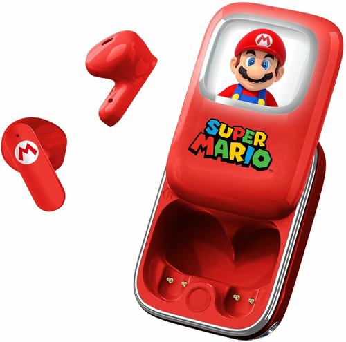 Casti True Wireless OTL Technologies SUPER MARIO SLIDE, Bluetooth, Autonomie 6 ore, Control tactil, Microfon (Rosu)