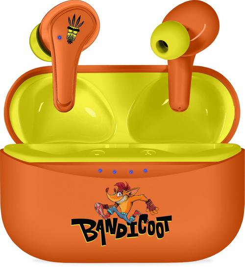 Casti True Wireless OTL Technologies CRASH BANDICOOT, Bluetooth 5.3, Microfon (Portocaliu/Galben)