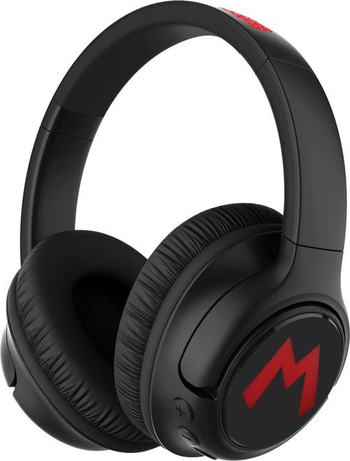 Casti Stereo Wireless OTL Technologies SUPER MARIO, Bluetooth, LED Backlight, 50 mm, Autonomie 50 ore, Microfon (Negru)