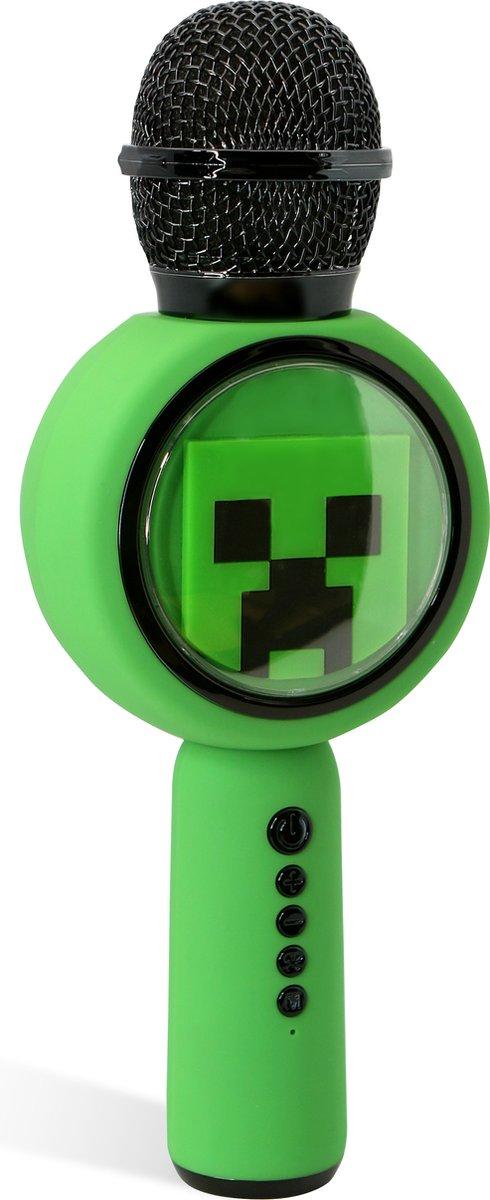 Microfon karaoke OTL Technologies MINECRAFT CREEPER, difuzor integrat 5 W, Bluetooth 5.3, MP3 (Verde)