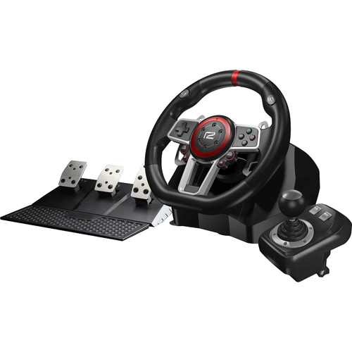 Volan cu pedale si schimbator ready2gaming Multi System Racing Wheel Pro, Compatibil Xbox Series X/S & One, Nintendo Switch/PS4/PS3/PC (Negru)
