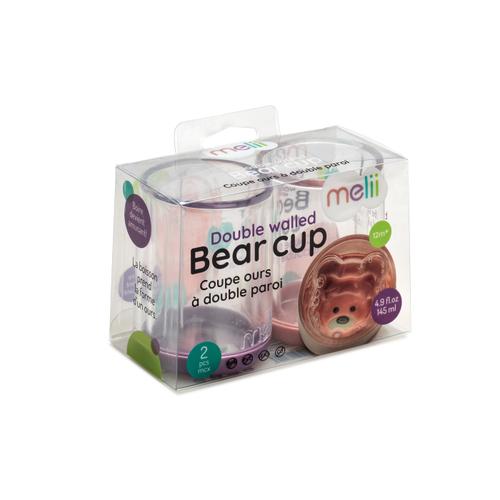 Set 2 pahare pentru copii Melii, cu design interior, Roz/Mov
