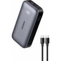 Acumulator extern Ugreen PB502, 10000 mAh, USB-C, USB-A, Digital Display, cablu USB-C inclus (Gri)