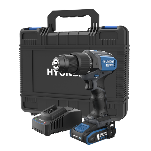 Masina de gaurit si insurubat Hyundai HD20X-60TT, acumulator 20V + incarcator (Negru/Albastru)