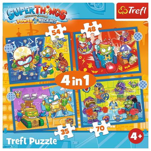 Puzzle Trefl 4 in 1 SuperThings, Super actiune, 35/48/54/70 piese