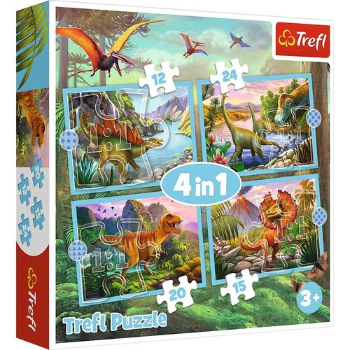 Puzzle Trefl 4 in 1  Lumea Dinozaurilor, 12/15/20/24 piese