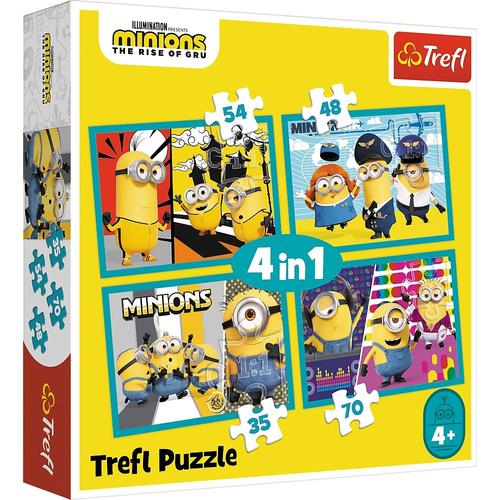 Puzzle Trefl 4 in 1 Minions, Lumea fericita a minionilor, 35/48/54/70 piese