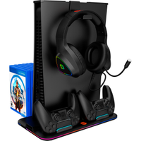 Stand de racire multifunctional CANYON CS-PS5, Iluminare de fundal RGB, compatibil PlayStation 5, functie incarcare controller (Negru)