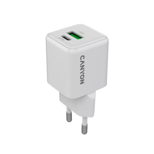 Incarcator retea Canyon CNS-CUW20AC, 1 x USB-A, 1 x USB-C, 20W, Alb
