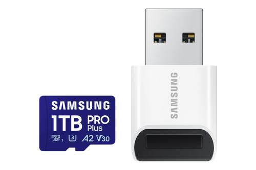 Card de memorie Samsung Pro PLUS MB-MD1T0SB, 1TB, microSDXC, UHS-I U3, A2, V30, Adaptor USB Inclus