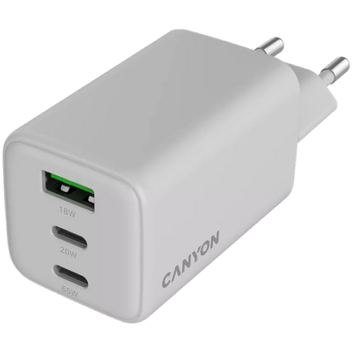 Incarcator retea Canyon CNS-CUW65ACC, 2 x USB-C, 1 x USB, 65W, Alb