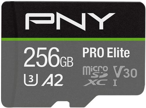 Card de memorie PNY PRO Elite, 256GB, microSDXC, UHS-I U3, Clasa 10, V30, Adaptor SD inclus