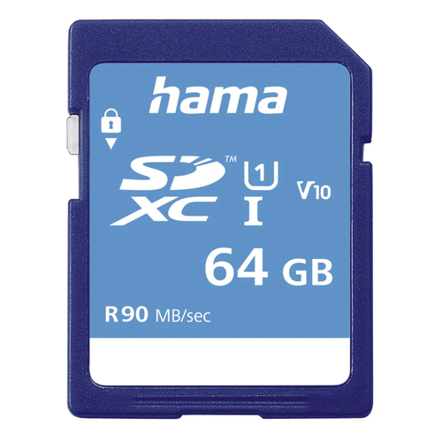 Card de memorie Hama 124136, SDXC, 64GB, Clasa 10, UHS-I U1, V10