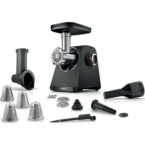 Masina de tocat carne Bosch MFWS440B 1900 W 25kg/min cutit cu 2 taisuri accesoriu inclus pentru carnati / umplut legume si kebbe (Negru)