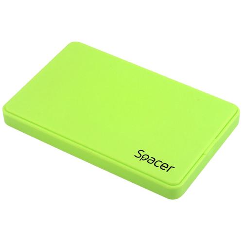 Rack extern SPACER, pentru HDD/SSD, 2.5 inch, S-ATA, interfata PC USB 3.0, Husa piele sintetitca, plastic (Verde)