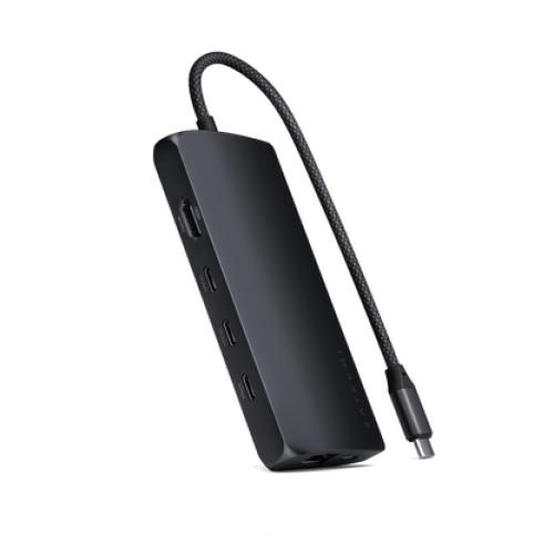 Adaptor Satechi USB-C Multiport, Hub, Docking Station 8K HDMI, Gigabite Ethernet V3, 4 x USB-C, Micro/SD (Negru)