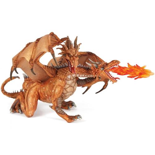 Figurina Papo - Personaje medievale, Dragon cu doua capete auriu