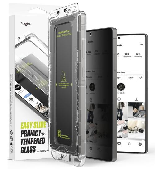 Folie de protectie Ecran Privacy Ringke Easy Slide pentru Samsung Galaxy S25 Ultra S938, Sticla Securizata, Full Glue, Set 2 bucati
