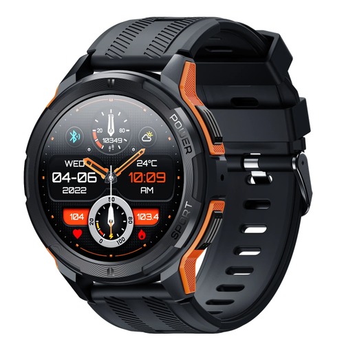 Smartwatch Oukitel BT10, Ecran AMOLED 1.43inch, 256MB, Apel bluetooth, Asistare vocala, Accelerometru, Ritm cardiac, SpO2, IP681ATM, 110+ moduri sport, 410mAh (Portocaliu)