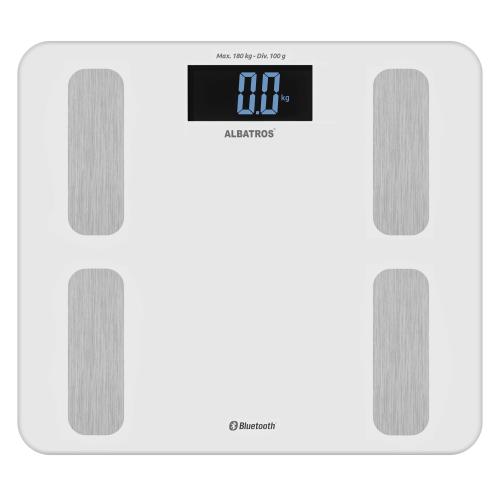 Cantar de baie Albatros SMART FIT, Analizator corporal, Afisaj LED, Conectare prin aplicatia Tuya Smart, max 180 kg (Alb)