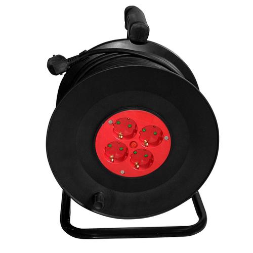Prelungitor cu tambur Samus 4 prize Schuko, 50m, 3680w, 3x 1,5mmp, IP20, 4PT50-3680 (Negru)