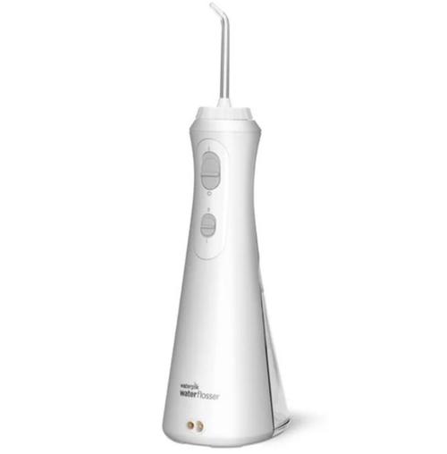 Dus bucal portabil Waterpik WP-490, 4 capete incluse (Alb)