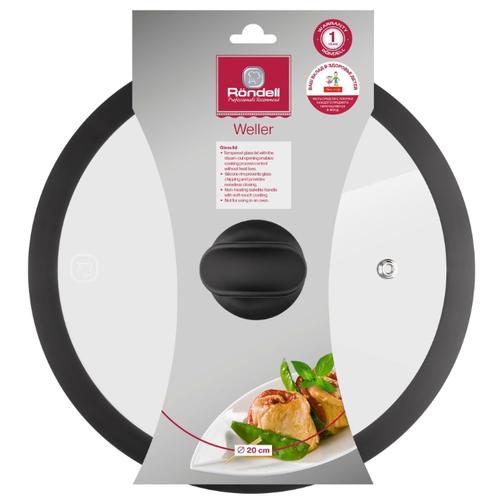 Capac plat din sticla rezistenta la caldura Weller RONDELL RDA-1496, Universala, 20cm, Bachelit cu acoperire SoftTouch (Transparent/Negru)
