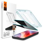 Folie de protectie Ecran Privacy Spigen EZ FIT pentru Apple iPhone 16 / 15, Sticla Securizata, Full Glue, Set 2 bucati