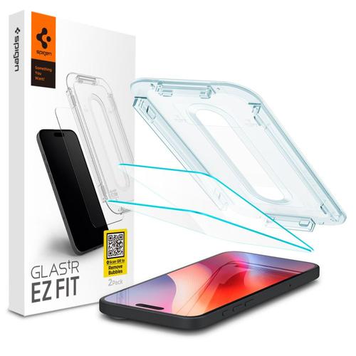 Folie de protectie Ecran Spigen EZ FIT pentru Apple iPhone 16 Pro, Sticla Securizata, Full Glue, Set 2 bucati