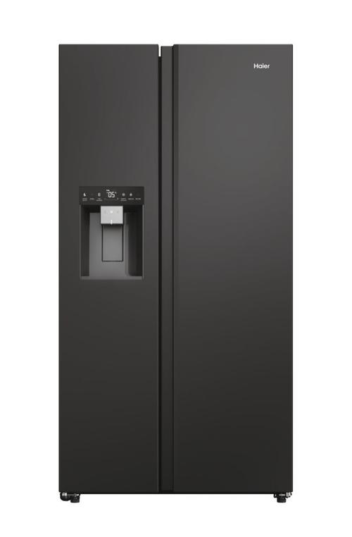 Side by Side Haier SBS 90 Seria 5 HSW59F18EIPT, 601 l, Clasa E, Display touch, Dispenser de apa si gheata, H 177 cm (Negru)
