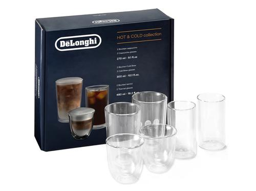 Set pahare cafea De\'Longhi Mix Hot&Cold DLSC326, 6 piese, 270-480 ml, sticla