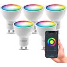 Set 5 becuri LED RGB inteligente Calex, GU10, 4.9W, 4000 k, Bluetooth
