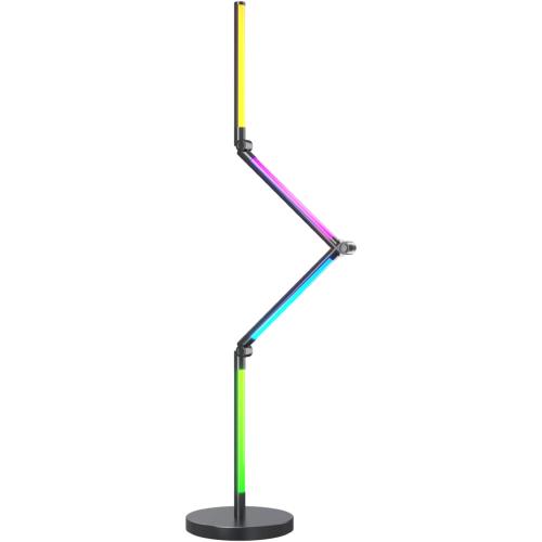 Lampadar de podea/perete LED RGB-IC inteligent Calex Gaming, Wi-Fi, Bluetooth, 12W, dimabil, lumina alba si colorata, 140 cm, Clasa energetica F
