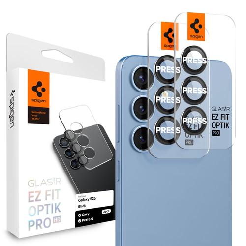 Folie de protectie Camera spate Spigen EZ FIT pentru Samsung Galaxy S25 S931, Sticla Securizata, Set 2 bucati, Transparenta