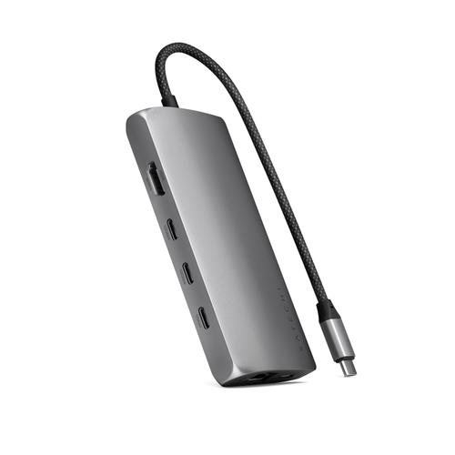 HUB USB Multiport Satechi ST-P8KEM, USB-C PD 100 W, 5x USB Type-C, HDMI 8K, Ethernet V3 (Gri)
