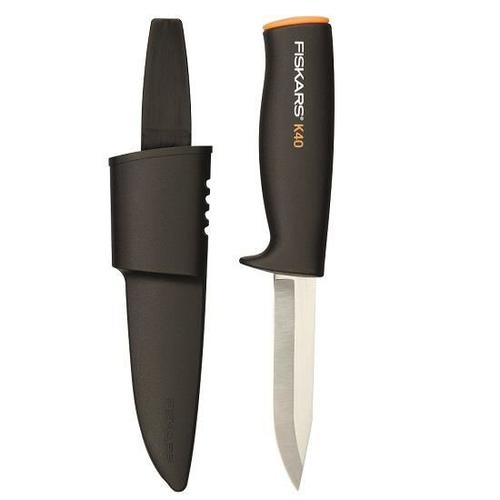 Cutit utilitar cu teaca Fiskars K40, 225 mm, 70 g (Negru/Inox)
