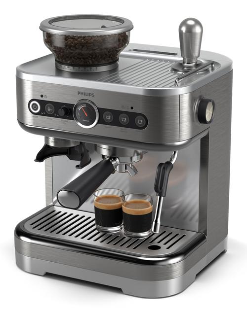 Espressor semi-automat Philips Barista Brew PSA3218/01, 2.3l, 1350W, 15 bari, Rasnita incorporata cu 15 setari (Argintiu)