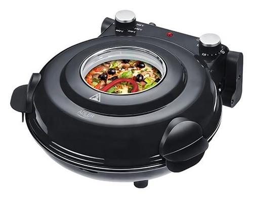 Cuptor electric pizza Adler AD 6314, 1200 W, Geam, Piatra ceramica + 2 lame (Negru)