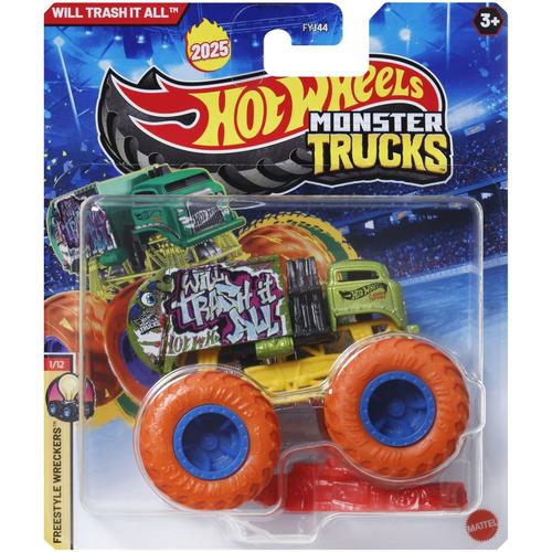 Masinuta Hot Wheels Monster Truck - Will Trash It All, scara 1:64