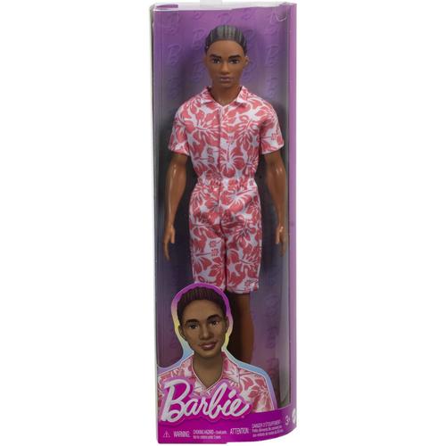 Papusa Barbie Fashionistas - Baiat in salopeta stil hawaian si sandale verzi
