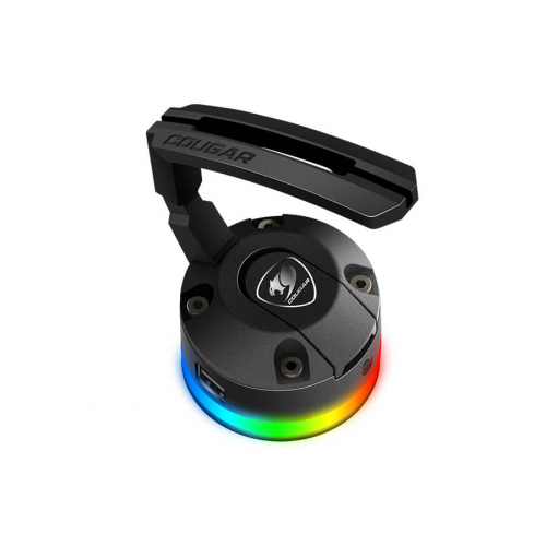 Suport cablu mouse Cougar Bunker RGB Bungee, 2 x USB, Iluminare RGB (Negru)