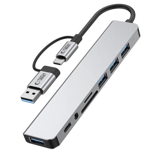 Hub USB-A / USB-C Tech-Protect HB06, 2 x USB-A, 2 x USB-A 3.0, 1 x USB-C, 1 x SD, 1 x microSD, 1 x Jack 3.5mm (Gri) Hub USB-A / USB-C Tech-Protect HB06, 2 x USB-A, 2 x USB-A 3.0, 1 x USB-C, 1 x SD, 1 x microSD, 1 x Jack 3.5mm (Gri)
