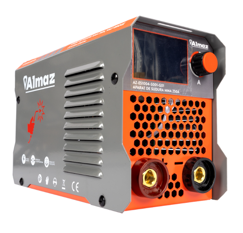 Aparat sudura Almaz AZ-ES1004-S001-G01, MMA 250A, cu afisaj digital (Portocaliu/Gri) - 0 | YEO