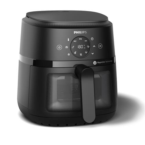 Friteuza fara ulei Philips NA220/00 Seria 2000, 4.2 l, 9 programe, 13 metode de gatit, Fereastra de gatit, Ecran tactil, Tehnologie RapidAir, Controlul timpului pana la 60 min (Negru)