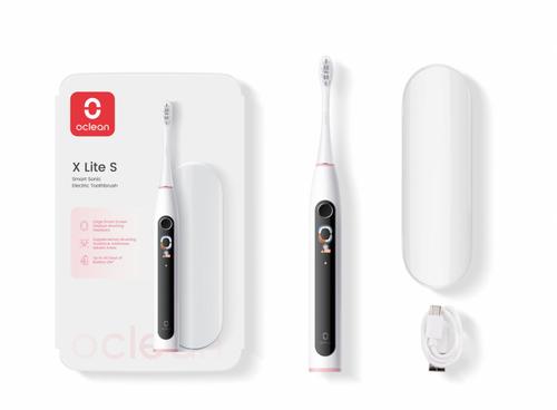 Set Periuta de dinti electrica sonica Oclean X Lite, Motor Maglev 72.000 RPM, 5 moduri periaj, Autonomie pana la 40 zile, Waterproof IPX7, Carcasa calatorie (Gri)