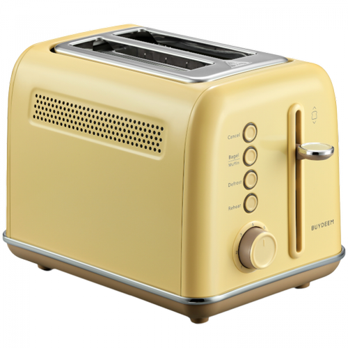 Prajitor de paine BUYDEEM DT620E-MY/EU, 900 W, 2 felii, Tava firimituri, 7 trepte, 5 functii (Galben)