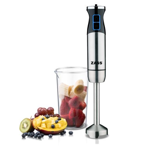 Blender de mana cu tija lunga ZASS ZHB 11, 800 W, Vas gradat 0.6 l, 2 vi (Negru/Inox)