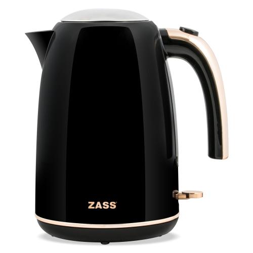 Fierbator electric ZASS Rose Gold ZCK 22, 1.7 l, 2200 W, Baza rotativa 360 grade (Negru/Roz)