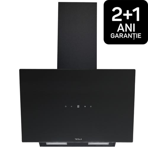 Hota decorativa Tesla DD600AB, 630 m3/h, 1 motor DC 75 W, Display LED, 60 cm (Sticla neagra)