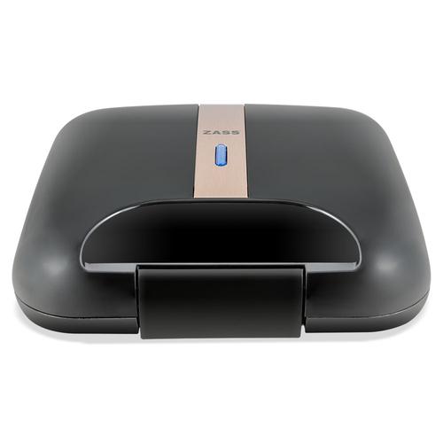 Sandwich-Maker Zass Rose Gold ZSM 20, 750 W, Control electronic al temperaturii, Indicator LED, Maner termo-rezistent, Picioruse anti-alunecare (Negru/Roz)